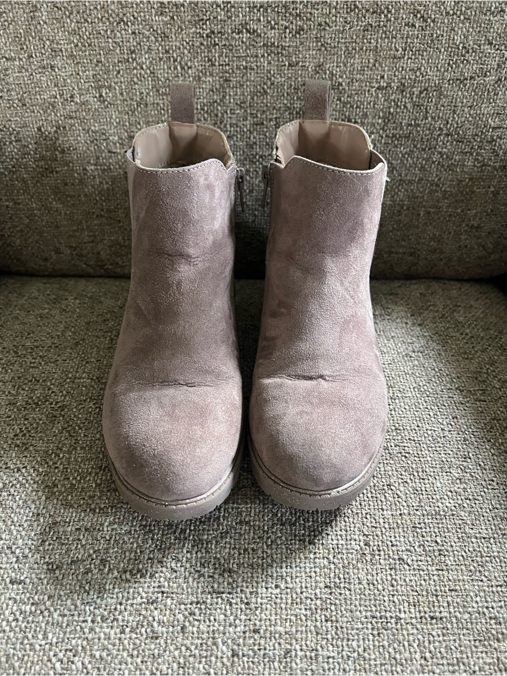Madden Girl Taupe Suede Ankle Booties